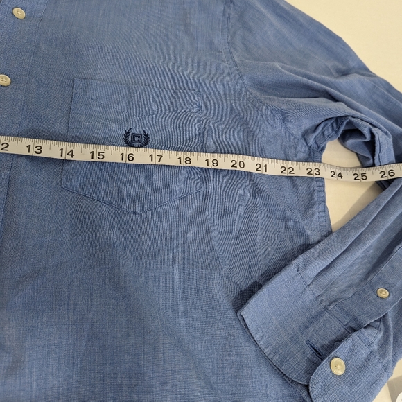 CHAPS Easy Care Blue Button Down Long Sleeve Dress Shirt Men's Size Medium - Picture 4 of 7